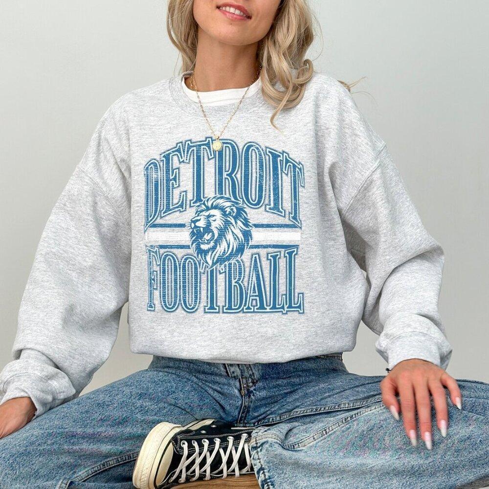 Detroit Football Sweatshirt, Detroit Lions Crewneck Sweatshirt, Li